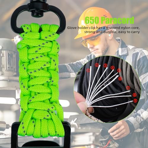 KUNN Double End Tactical Glove Clips Work Glove Holders Hardhat Holder for Heavy Duty Belt,Outdoor Backpack - color: Lime Green-2pcs