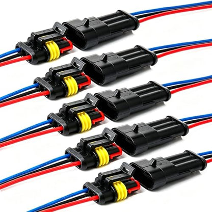 Way Car Waterproof Electrical Connector,16 AWG 3 pin Plug Auto Electrical Wire Connectors Marine for Car, Truck, Boat, and Other Wire Connections.(5 Pack)¡­ - size: 3pin connector--5pack