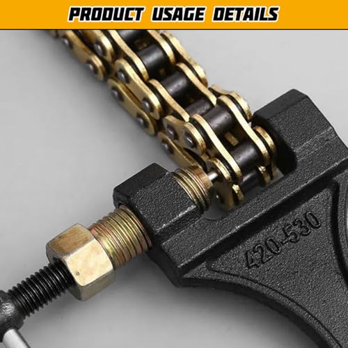 Motorcycle Chain Breaker Tool, # 420-530 Roller Chain Link Removal Repair Tool, Heavy Duty Motorbike Pin Link Riveting Splitter, Compatible with ATV Dirt Bike Scooter