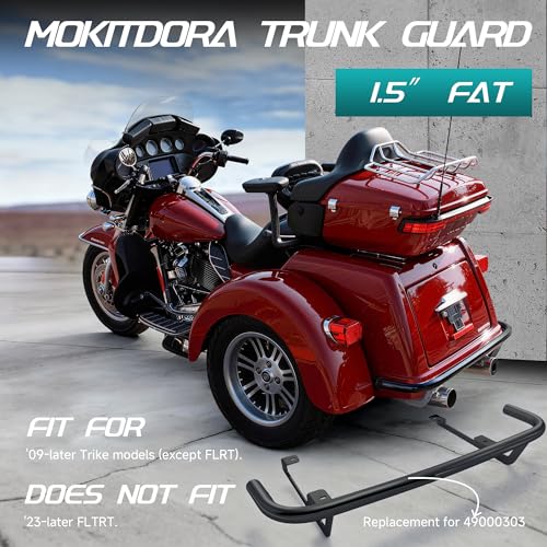 MoKitDora Trunk Guard Rear Bumper Crash Bar Protector for 2009-later Harley Trike Tri Glide Ultra Classic FLHTCUTG, Black
