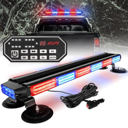 ASPL 26inch 126 LED Emergency Rooftop Strobe Lights Bar w/Controller Double Side Warning Hazard Snow Plow Flashing Light Traffic Advisor Safety Light for Work Trucks Vehicles Tow Pickup(Red/Blue) - color: Red/Blue