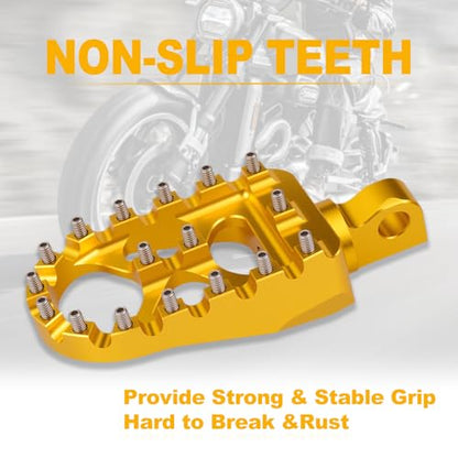 PUCKY CNC Wide Foot Pegs 360° Roating MX Chopper Bobber Style for harley Dyna Sportster Fatboy Iron 883 (金色)