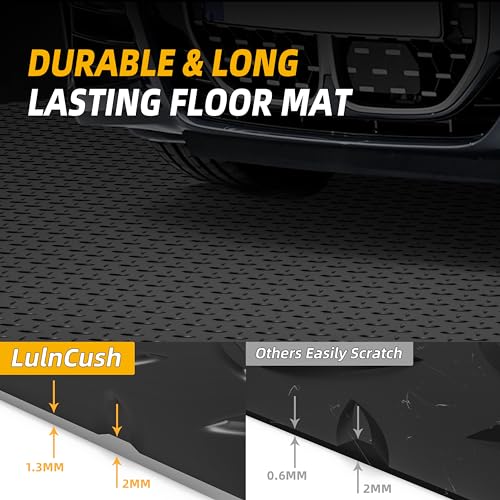 8.2 x 23 FT Garage Floor Mat, 2.8mm Thickened Diamond Plate PVC Garage Flooring Roll for Under Car, Heavy Duty Garage Floor Protector 188.6 SQFT for Garage, Basement, Golf Cart. Black