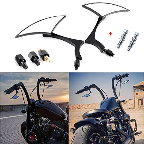 Black Universal Motorcycle Rearview Side Mirrors Compatible with Honda Kawasaki Suzuki Harley Bolt (Black-Harley) - color: Black-Harley