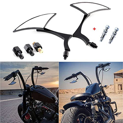 Black Universal Motorcycle Rearview Side Mirrors Compatible with Honda Kawasaki Suzuki Harley Bolt (Black-Harley) - color: Black-Harley
