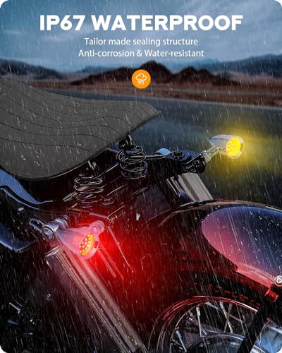 PBYMT Motorcycle Bullet Front Rear Turn Signal White Amber Light SMD Motoecycle Rear Blinker Indicator Compatible with Honda Yamaha Suzuki Kawasaki（4 Pcs） - color: Chrome