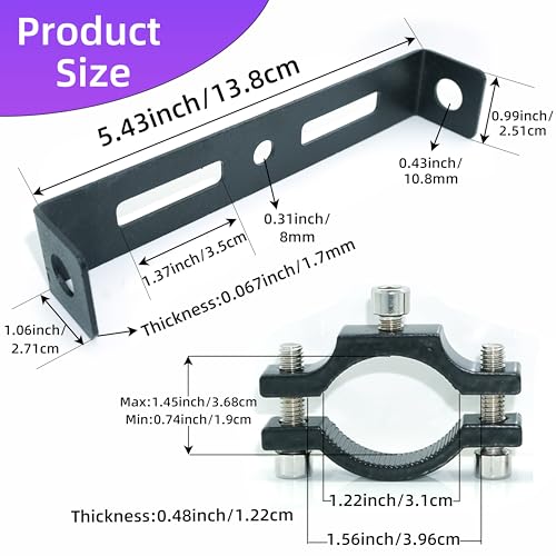10mm Motorcycle Turn Signal Light Bracket, 2pcs Universal Bicycle Indicator Lamps Pipe Clamp Light Black Metal Turn Signal Bar Mounts Brackets Holder Accessories