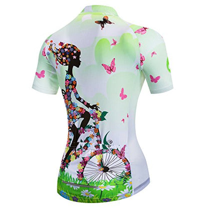Women's Cycling Jersey Bike Shirts Short Sleeve Ladies Bicycle Clothing MTB Cycle Jacket - color: A Girl, size: Small
