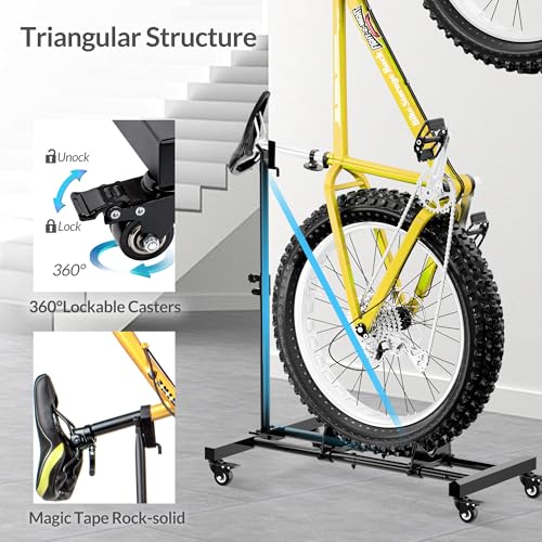 Sttoraboks Vertical Bike Stand, Freestanding Bike Rack Garage Storage Upright Bicycle Floor Stand Indoor Bike Holder with Adjustable Height for Garage & Apartment - for Wheels Sizes up to 29” - size: 1 Pack