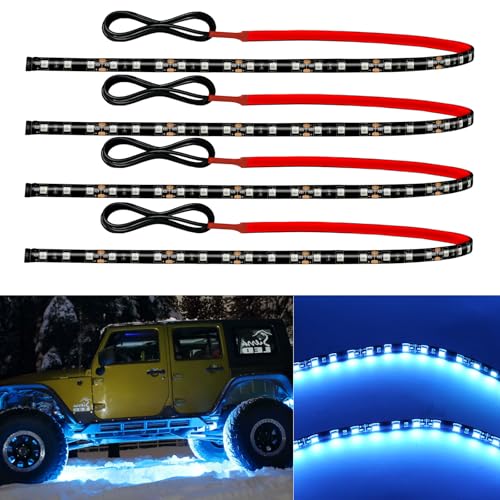12V Led Light Strip Connectable 24Inch ICE Blue Led Strip Lights for Car Underglow Kit Golf Cart Motorcycle Boat Cabinet Waterproof Led Light Strip,4Pack - color: ICE BLUE Led Strip