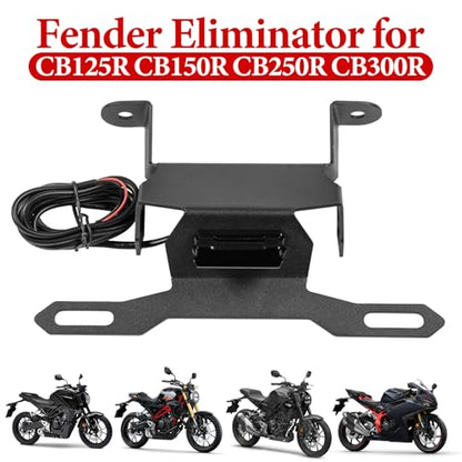 Motorcycle License Plate Bracket for CB125R CB150R CB250R CB300R 2018-2026, Fender Eliminator With LED Light, Motorcycle Tail Tidy License Plate Holder Mount
