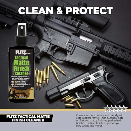 Flitz Tactical Matte Finish Cleaner - 7.6oz Bottle of USA-Made Gun Cleaner Spray to Remove Fingerprints, Oil, & Other Grime - Fast-Drying Cleaning Solution for Gun Wraps & More (3 Pack) - size: 7.6 Fl Oz (Pack of 3)