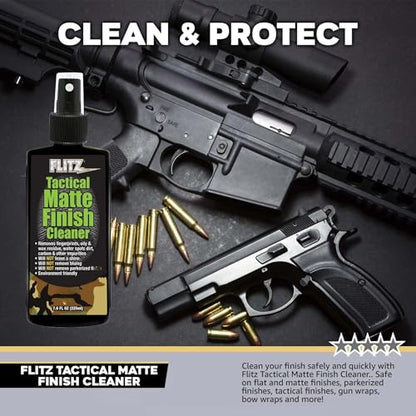 Flitz Tactical Matte Finish Cleaner - 7.6oz Bottle of USA-Made Gun Cleaner Spray to Remove Fingerprints, Oil, & Other Grime - Fast-Drying Cleaning Solution for Gun Wraps & More (3 Pack) - size: 7.6 Fl Oz (Pack of 3)