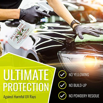 BugSlide 32 Oz Car Detailing Kit with Microfiber Towel – Exterior or Interior Car Cleaner and Waterless Detailer Spray – Clean, Polish, Shine, and Degrease, Never Wax Again – Easy to Use - size: 32 Oz Car Detailing Kit