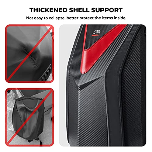 KEMIMOTO Motorcycle Backpack, Hardshell Helmet Backpack Expandable Large Capacity Riding Bag, Water Resistant Lightweight for Riding Work Gym
