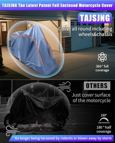 Full Enclosed Motorcycle Cover Waterproof Outdoor/Indoor Storage Waterproof Motorcycle Cover Heavy Duty Fits Scooter/Moped/Dirtbike Motorcycles Length up to 86.5" with Reflective Strips - size: 1.(XL)86.5"Lx 45"Wx 53"H