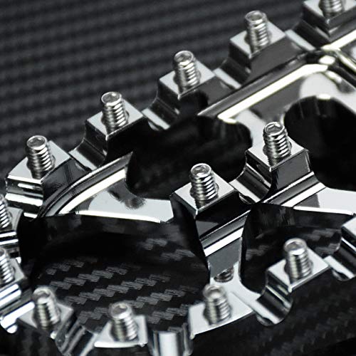 Motorcycle CNC Wide Foot Pegs 360° Roating MX Chopper Bobber Style Fit for harley Dyna Softail Fatboy Sportster Iron 883 1200 Chrome - color: Chrome with Circular Spikes
