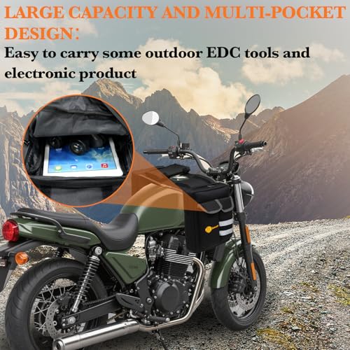 ATV Saddle Bag with Map Pouch & Cooler, Water-Resistant Hunting Tank Pack for All-Terrain Vehicles, Compatible with Most ATVs, Snowmobiles, Motorcycles & Bicycles (Black) - color: Black