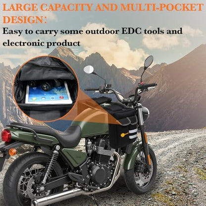ATV Saddle Bag with Map Pouch & Cooler, Water-Resistant Hunting Tank Pack for All-Terrain Vehicles, Compatible with Most ATVs, Snowmobiles, Motorcycles & Bicycles (Black) - color: Black