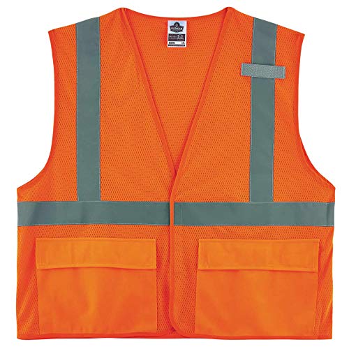 Ergodyne unisex-adult High Visibility Reflective Safety Vest, Type R, Class 2, Two Exterior Pockets, Hook & Loop Closure - color: Orange, size: XX-Large-3X-Large