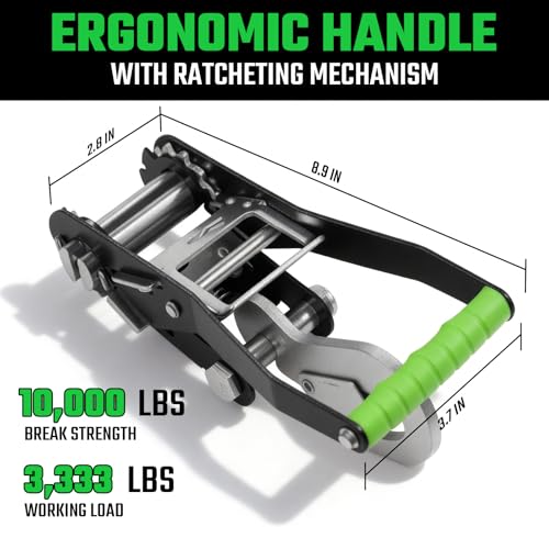 4 Pack Car Tie Down Straps for Trailers - 2" x 8' Heavy Duty Tire Straps with Snap Hooks - 10,000lbs Break Strength, Adjustable Lasso Style Wheel Straps for Hauling Cars, Truck, UTV(Green) - style: Snap Hooks