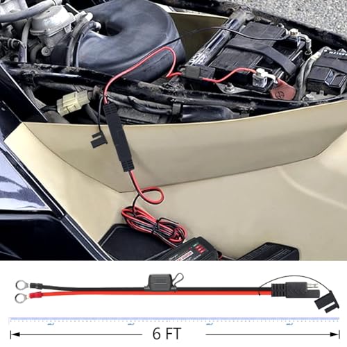 6FT 16AWG SAE to O Ring Terminal Harness, Heavy Duty Battery Quick Disconnect Extension Cable with 10A Fuse, 12V 24V Waterproof Quick Release Eyelet Connector for Motorcycle, Car, Marine, Lawn Mower - color: 16AWG-6FT