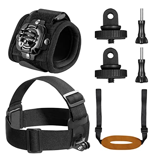 AKASO Action Camera Rock Climbing Kit Compatible with GoPro Hero 2 3 4 5 6 7 8 9 10 11, Portable Electronic Device Mount, Black - style: Head Strap & Wrist Strap Kit