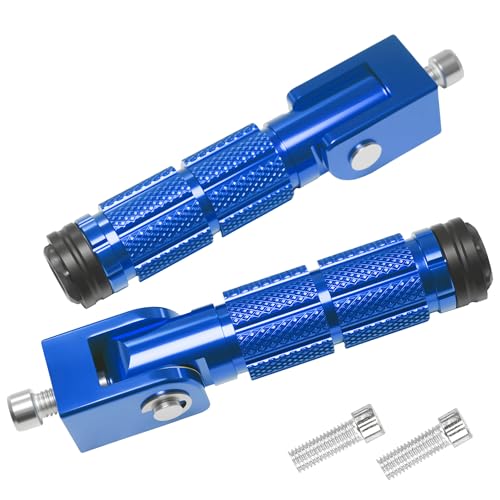 M8 Universal CNC Motorcycle Foot Pegs Degree Foldable Bike Pegs Aluminum Fit Electric Car Motorbike Scooter Mini Bike Ebike Dirt Bike Go Kart Honda Yamaha Suzuki Aprilia Super73 (Blue, Type B) - color: Blue, size: Type B