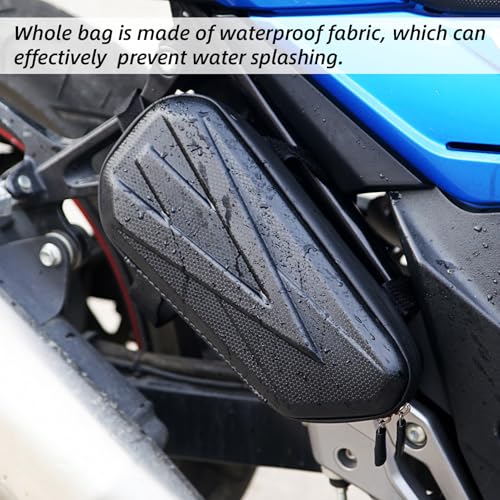 OUKENS Motorcycle Tail Bag, Universal EVA Hard Shell Triangle Waterproof Motorcycle Side Bag Bike Luggage Storage with Double Sealing Zippers, Black