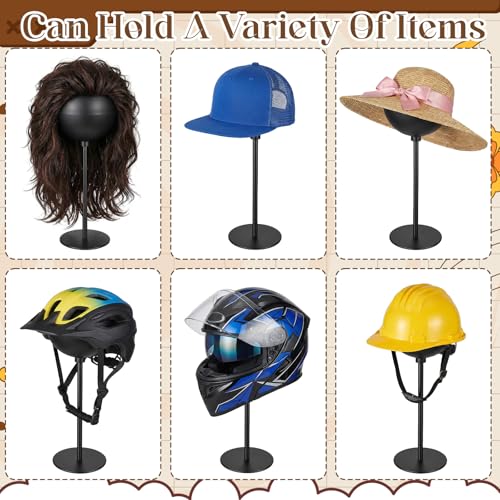 2 Packs Helmet Stand Metal, Desktop Helmet Display Holder with Stable Base Stand Desktop Hanger Rack for Wigs Motocycle Helmet Caps Hat and Rugby Helmet Storage