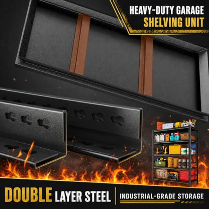 Metal Garage Shelving 4 Tier, Heavy Duty Garage Storage Shelves, Adjustable Steel Shelving Unit, Metal Storage Rack for Garage Pantry Kitchen Basement, Black, 16" W x 12" D x 54" H - size: 4TIER-16"W X 12"D X 54"H