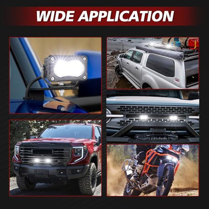 LED Pod Light Cubes 2PCS 3 Inch Off Road Driving Light Pods Spot Flood Combo Ditch Lights LED Backup Work Lights for Truck Pickup UTV ATV SUV Boat 4x4 - color: White Combo