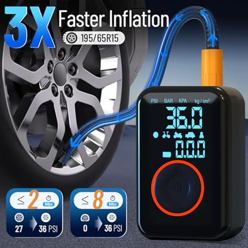 Tire Inflator Portable Air Compressor Heavy Duty 150PSI Faster Inflation Power Bank with Digital Gauge Pre-Set Auto Shut-Off LED flashing Lights Cordless Air Pump for Car Motorcycle, Bike, Balls