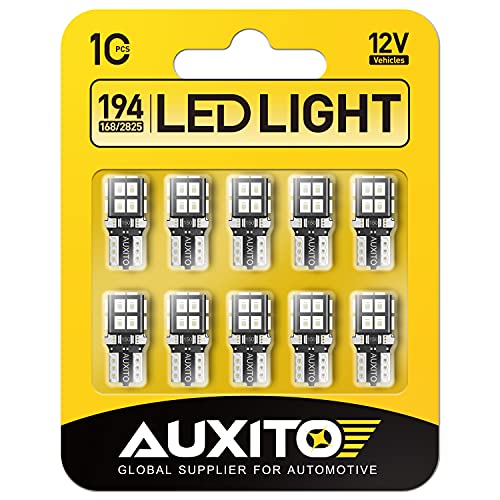 AUXITO 194 LED Light Bulb Blue 168 2825 W5W T10 Wedge 14-SMD LED Replacement Bulbs for Car Dome Map Door License Plate Parking Lights, Pack of 10 - color: Blue, size: 194/168-10PCS