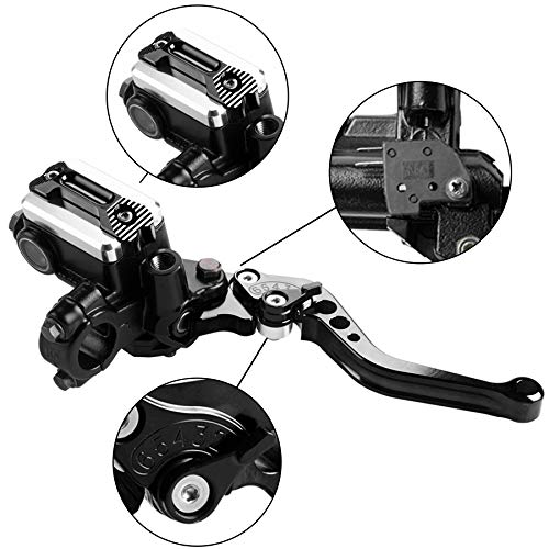 Universal Motorcycle 7/8" 22mm Handlebar Brake Master Cylinder Clutch Lever CNC Left & Right Set Compatible with Harley Honda Kawasaki Suzuki Yamaha（ Piston Diameter 12.7mm(Black) - color: Black