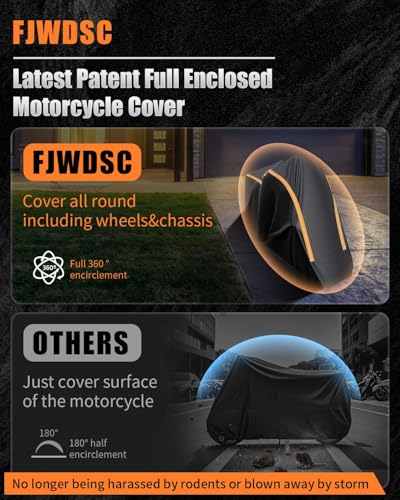 Full Enclosed Large Motorcycle Cover Waterproof Outdoor/Indoor Storage Motorcycle Cover Heavy Duty with Reflective Strips Fits Touring/Trike Motorcycles Length up to 118" with Side+Top Box - size: 4.(4XL) 118"L x 47"W x 59"H