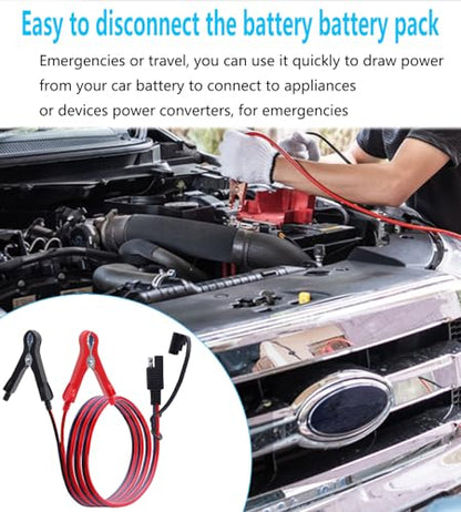 ‎LANMINGLEL SAE to Battery Alligator Clip,14AWG 12V 24V Battery Crocodile Clip to SAE Connector Extension Cable with Polarity Reverse Adapter for Motorcycles,Car,Solar Power Charging (1M) B - size: 1M, style: SAE to Battery Alligator Clip B