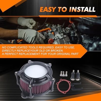 09001-0361 Air Cleaner Intake Filter System Kit CNC Black Air Cleaner Fits for Harley EVO Twin Cam Dyna Softail Fatboy