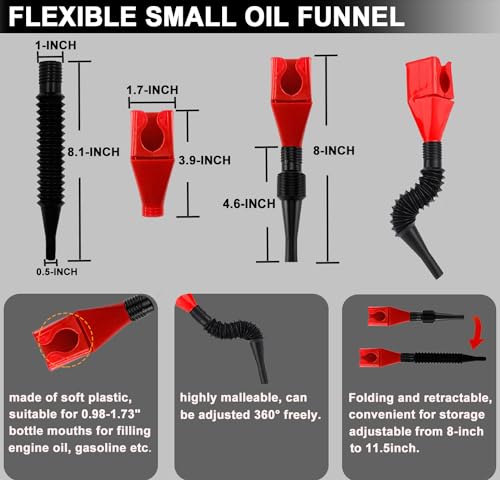 10PCS Oil Filter Wrench Set, 9" & 12" Oil Filter Pliers, 3 Jaw Oil Filter Wrench Tool with Oil Funnel for Oil Change Adjustable From 1-3/4" to 6"