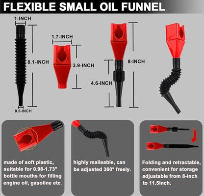 10PCS Oil Filter Wrench Set, 9" & 12" Oil Filter Pliers, 3 Jaw Oil Filter Wrench Tool with Oil Funnel for Oil Change Adjustable From 1-3/4" to 6"
