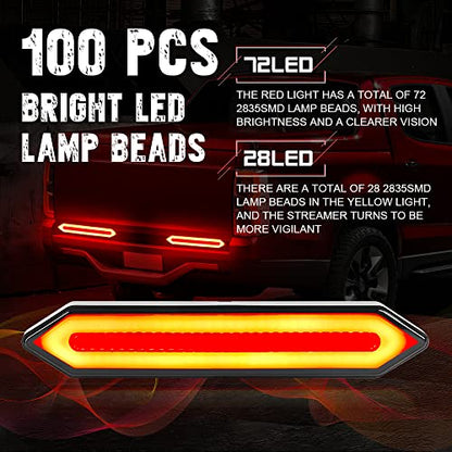 100 LED Trailer Tail Lights,2835SMD Bright Tail/Stop/Brake/Sequential Turn Signal Light Waterproof LED Tail Light Bar for Trailer Truck RV Pickup SUV Van DC12-30V - color: Red&Yellow