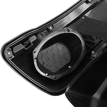 TCT-MOTORPARTS 4" Extended Hard Saddlebag 6x9'' Speaker Lid Fit For Harley Touring CVO Road Glide Electra Glide Street Glide Road King 2014-2024 - color: Vivid Black w/ Chrome Latches 6x9 Speaker Lids