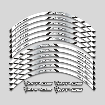 For Yamaha MT09 MT-09 Motorcycles Accessories Thick Edge Outer Front and Rear Rim Wheel Reflective Decal Sticker Magnet Strip Tape (A White,12) - color: A White