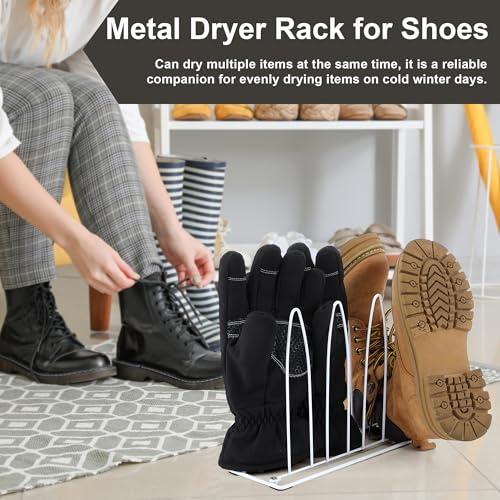2 Pack Metal Shoe Drying Rack, Shoes, Boot, and Glove Drying Rack, Dryer Racks for Shoes and Dryer Shoe Racks Inside Dryers (White)
