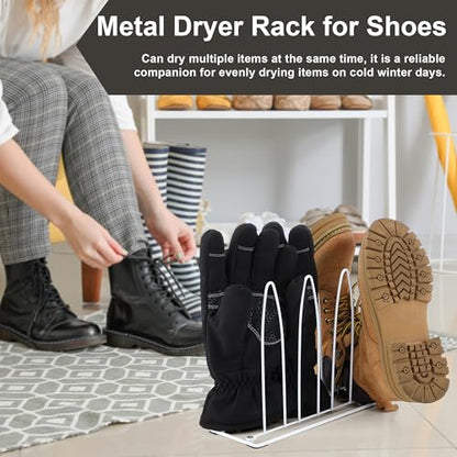 2 Pack Metal Shoe Drying Rack, Shoes, Boot, and Glove Drying Rack, Dryer Racks for Shoes and Dryer Shoe Racks Inside Dryers (White)