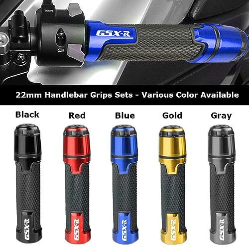 2pcs 22mm 7/8" Motocycle Handlebar Grip Ends Set, Fit with S.uzuki GSXR GSX-R GSXS 600 750 1000 (Blue) - color: Handlebar - Blue