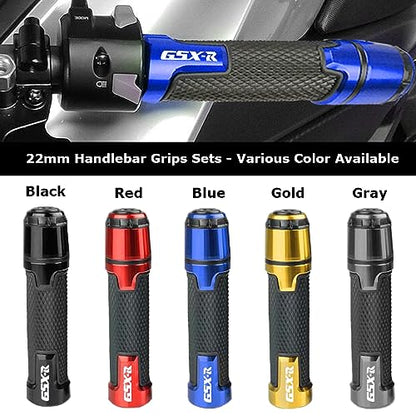 2pcs 22mm 7/8" Motocycle Handlebar Grip Ends Set, Fit with S.uzuki GSXR GSX-R GSXS 600 750 1000 (Blue) - color: Handlebar - Blue