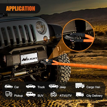 Nilight Kinetic Recovery Rope 28,600LBS 7/8" x 20ft Snatch Strap Heavy Duty Offroad Towing Strap Kit Vehicle Recovery kit for UTV ATV SUV Truck Car Jeep Tractor - color: 7/8in x 20ft Rope
