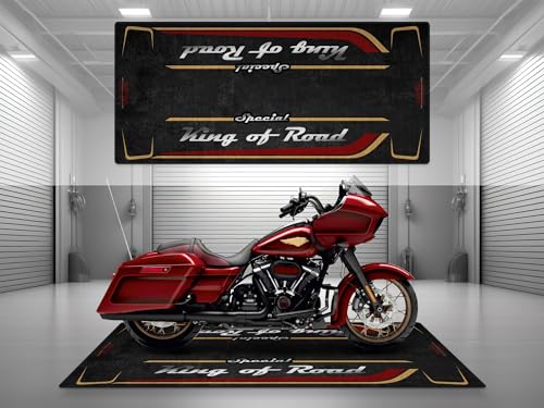 Garage Mat with Special King of Road for Cruiser and Custom Motorcycle, Motorcycle Mat, Washable Non-Slip Showroom Floor Carpet(Heirloom Red Fade, Size 1 : 86.6 x 39.4/220 x 100 cm) - color: Heirloom Red Fade, size: 3'3" x 7'3" (Oblong)