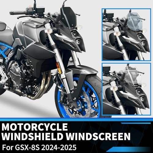 Motorcycle Windscreen PC Plastic Front Fairing Windscreen Wind Screen Windshield Spoiler Air Deflector Compatible with Suzuki GSX-8S 2024-2025 (Clear) - color: Clear